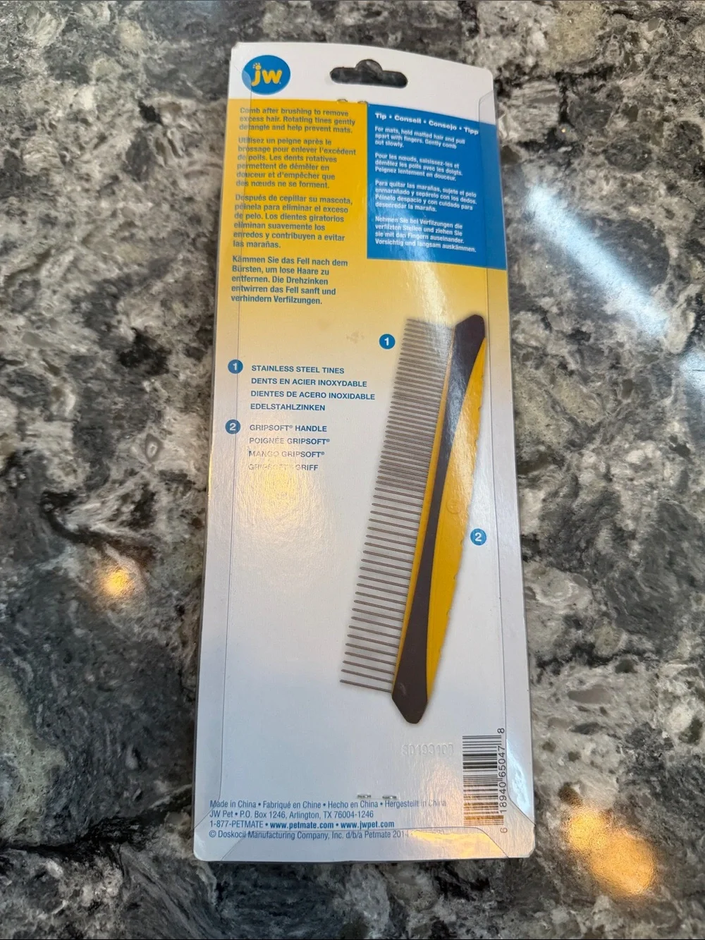 Grip Soft Yellow & Black Pet Grooming Comb